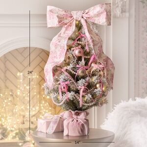LoveShackFancy Christmas Tree PotteryBarn Decorated 2 Feet Pink NIB SOLD OUT
